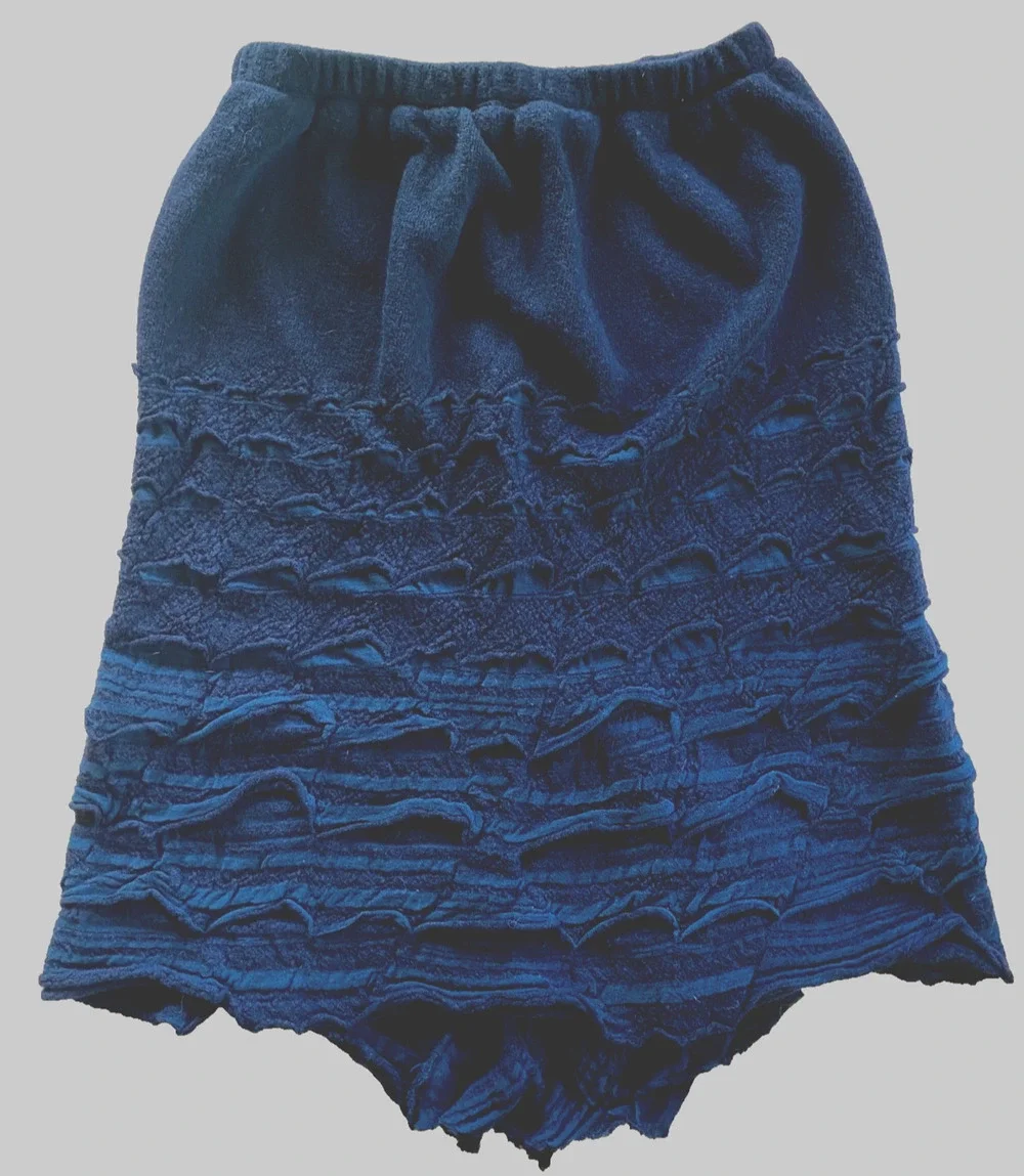 BABETTE SF Unique Wool Cotton Lace Skirt - Tiered Art to Wear Black / Green XS